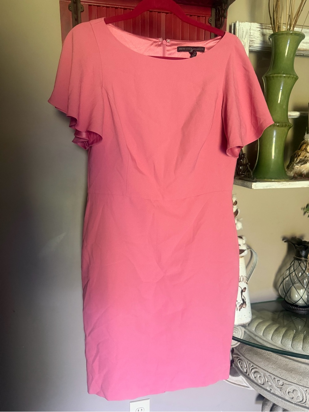 White House Black Market Pink Flutter Sleeve Midi Dress